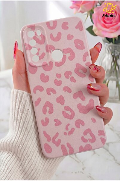 Fibaks Redmi Note 8 Kılıf Pembe Leopar Şık Tasarımlı Premium İnce Soft Silikon