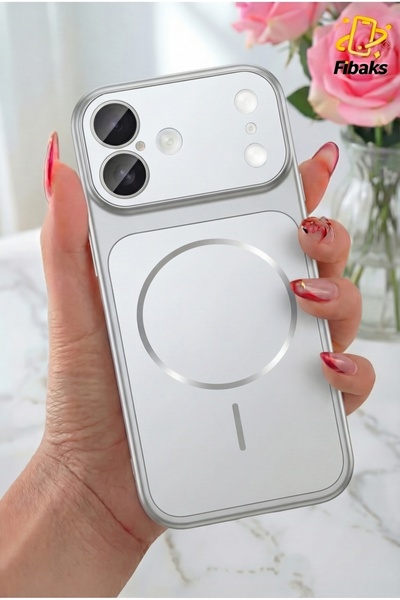 Fibaks iPhone 16 Kılıf 17 Pro Max Çevirici MagSafe Kamera Lens Korumalı Camlı...
