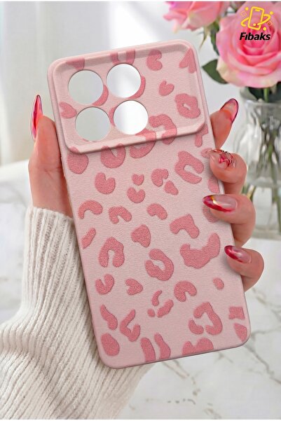 Fibaks Poco X6 Pro Kılıf Pembe Leopar Şık Tasarımlı Premium İnce Soft Silikon