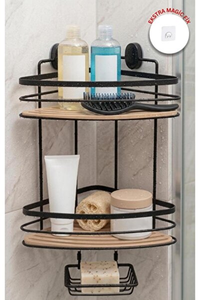 Okyanus Home Μαύρο Due Διώροφο Τριγωνικό Στήριγμα Σαμπουάν & Στήριγμα Σαπουνι...