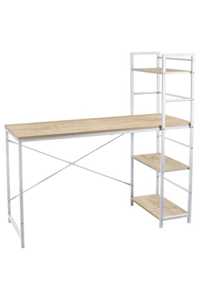 jumi Γραφείο υπολογιστή, Jumi, μελαμινική μοριοσανίδα, ατσάλι, 3 ράφια, λευκό...