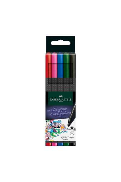 Faber Castell Faber-Castell Grip Finepen, 0.4 mm, Pack of 5, Neon 5 Colour
