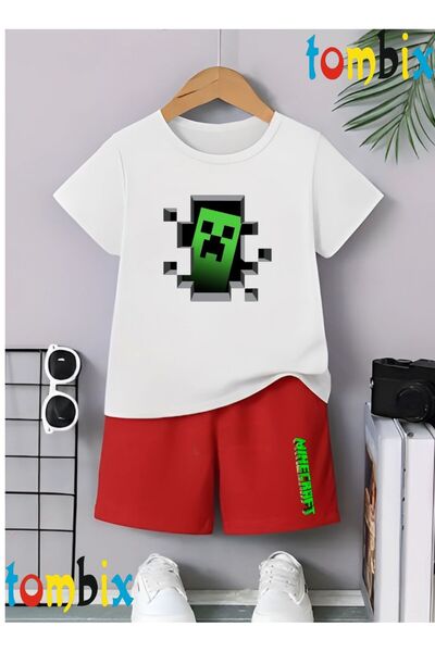 tombix Green Shape Printed T-Shirt Shorts Summer Children's Set