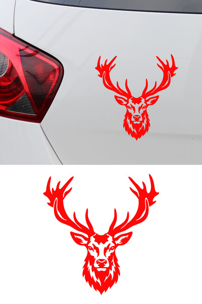 New Jargon Deer Car Sticker - Horned Deer Car Sticker - Nature Lover Sticker ...