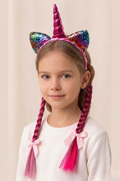 PETEK AKSESUAR Κοριτσίστικη κορδέλα μαλλιών με πλεκτό στέμμα μονόκερου