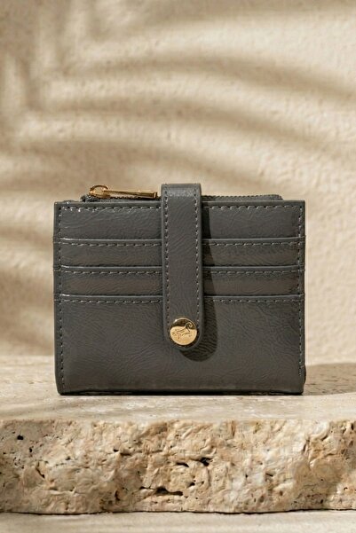 InStyle Card Holder Compartment Snap Detail Women's Wallet Gray