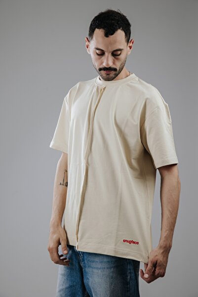 Snugface The Line Oversized Mens Tshirts, Beige, SF15-7BEI , Size-S