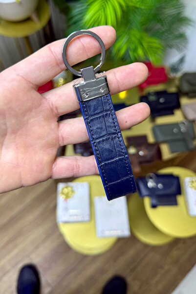 CüzCan Μπρελόκ από γνήσιο δέρμα Croco σε σκούρο μπλε χρώμα, υψηλής ποιότητας