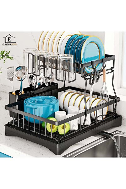 Elindor ®   Πολυεπίπεδη Πιατοθήκη, Ενσωματωμένη Βάση για Πιάτα Νεροχύτη, Μαχα...