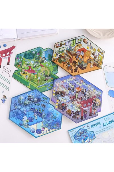 Markasekiz Miniature DIY 3D Sahne Sticker Oyuncak 133-9 Mor