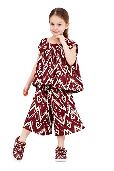 MODANINO Set pentru fete cu pantaloni capri largi și detalii cu imprimeu, vâr...