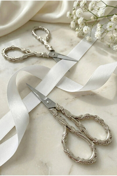 ZEYMERADE Ψαλίδι αρραβώνων Ασημένιο, Ανοιγόμενη κορδέλα Ειδική Ημέρα Κεντήματ...