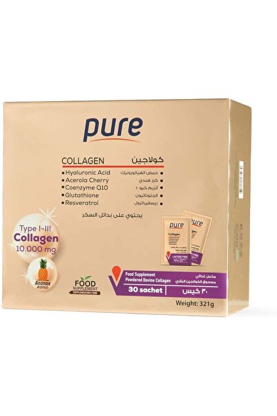 Pureherb كولاجين نقي ١٠٠٠٠ ملغ من النوع الأول والثالث - علبة تحتوي على ٣٠ كيسًا