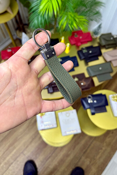 CüzCan Siyah Hakiki Deri Premium Anahtarlık Kişiye Özel İsim Baskılı
