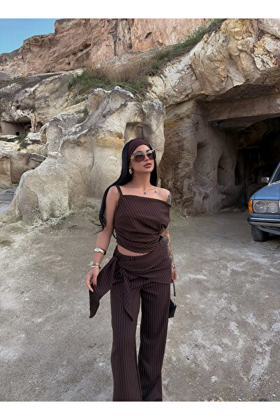 kırmızı butiks Σετ τριών τεμαχίων χωρίς ώμους Kahve Line