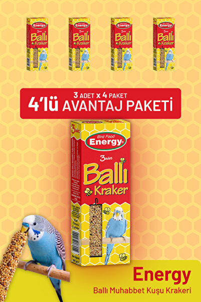 Ballı Muhabbet Kuşu Krakeri 3'lü - 4 Adet