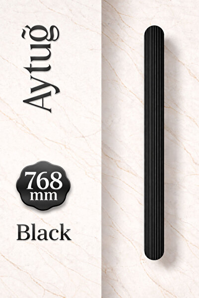 Badem10 Aytuğ Geniş T Ριγέ Οβάλ Μαύρη Λαβή Συρταριού 768 mm Μοντέρνα Μακριά Λ...