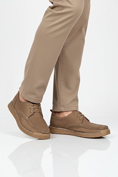 Aspor Sand Nubuck Genuine Leather Men's Casual Shoes