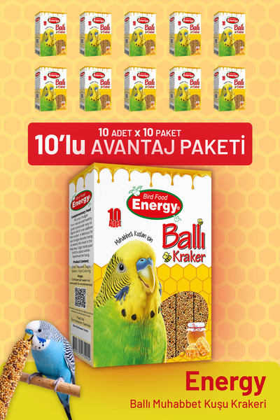 bird food energy Ballı Muhabbet Kuşu Krakeri 10'lu- 10 Adet