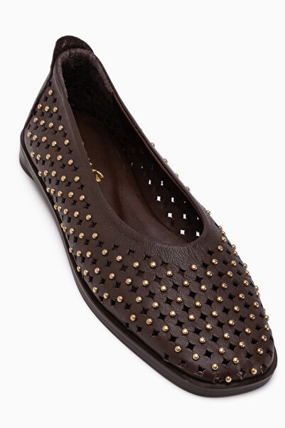 Limoya Γυναικείες μπαλαρίνες Jesica από γνήσιο δέρμα σε καφέ χρώμα