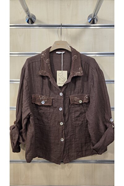 Park Moda Ιταλικό λινό μπουφάν με λεπτομέρεια από κοχύλια