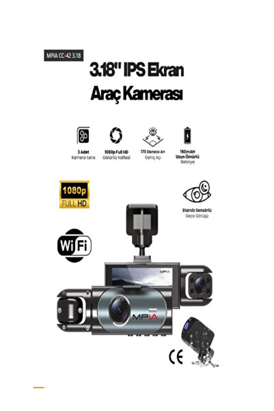 MPIA Cc-42 3.18" IPS Ekran Dokunmatik Wi-Fi Araç Kamerası