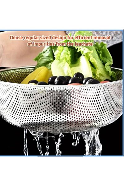 Senz Stainless Steel Fruit Vegetable Pasta Washing Strainer with Handle 22 cm