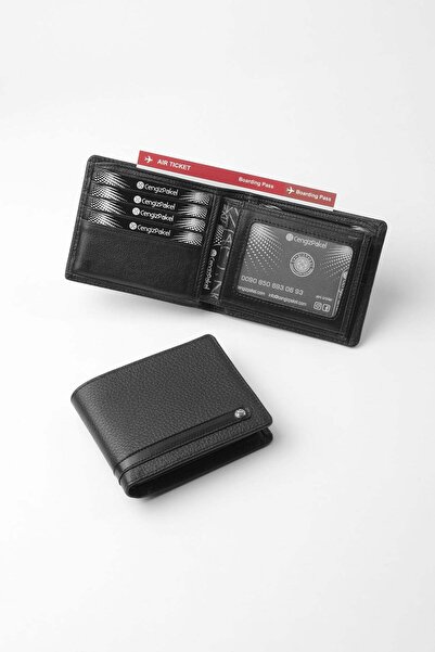 CENGİZ PAKEL Genuine Leather Multi-Compartment Men's Wallet with Removable In...