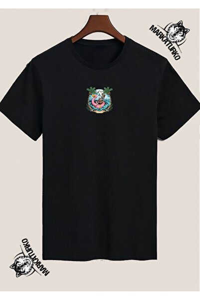 MarkaTurko Summer Special Design Printed Black T-Shirt