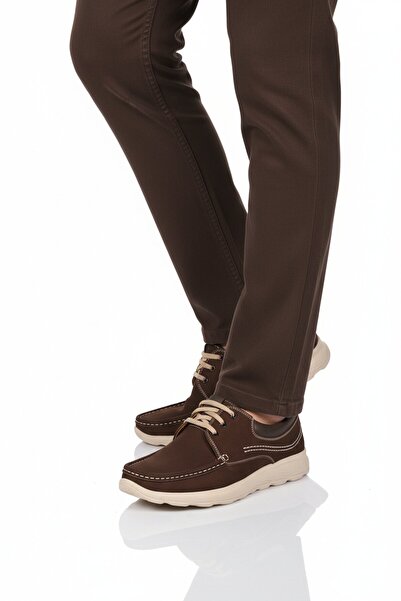 Aspor Brown Nubuck Genuine Leather Men's Casual Shoes
