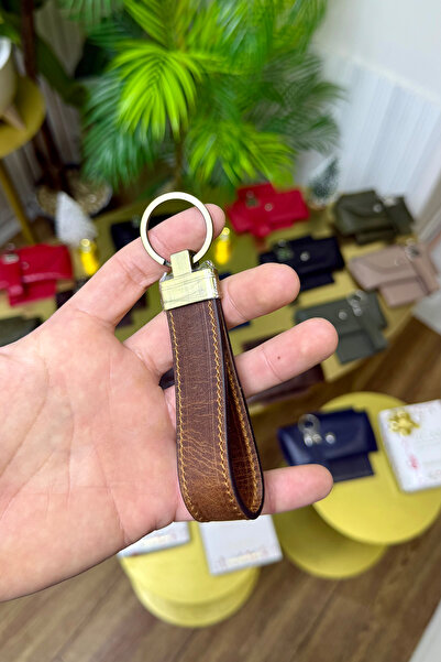 CüzCan Taba Hakiki Deri Premium Anahtarlık Kişiye Özel İsim Baskılı