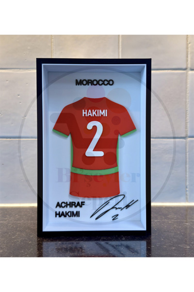 Bi'şeyler Sepeti Achraf Hakimi - Fas- Forma İmzalı Çerçeve Hediyelik 14x22 cm