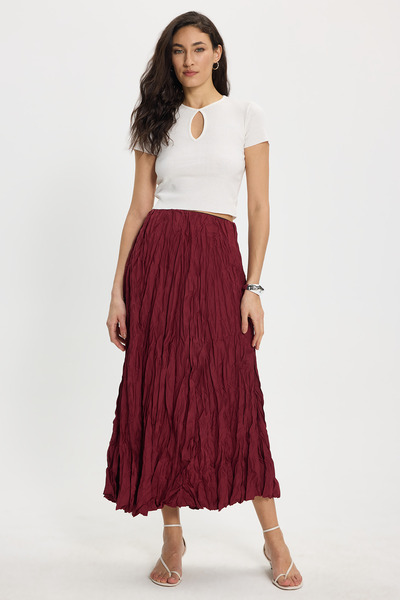 Tudors Γυναικεία φούστα με άνετη εφαρμογή, ελαστική μέση, μήκος μίντι, μπορντ...