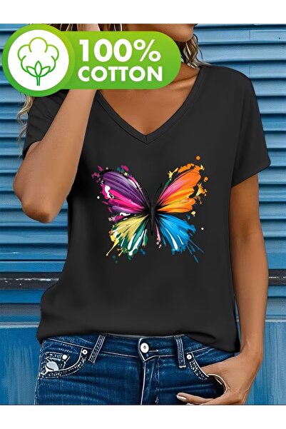 yombaa Μπλουζάκι με στάμπα. Κοντομάνικο καλοκαιρινό & ανοιξιάτικο casual τοπ,...