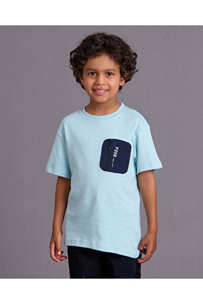 REDTAG Boys Blue Embellished T-Shirt