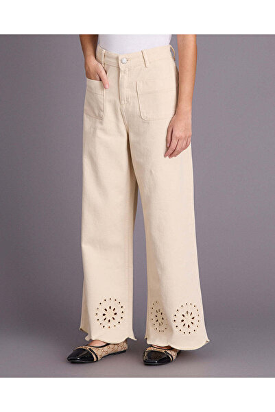 REDTAG Girls Beige Wide Leg Pants