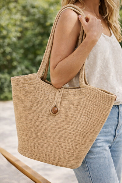 Decomia Home Τσάντα ώμου Bohemian 100% οργανική από φυσικό σχοινί γιούτας, κα...