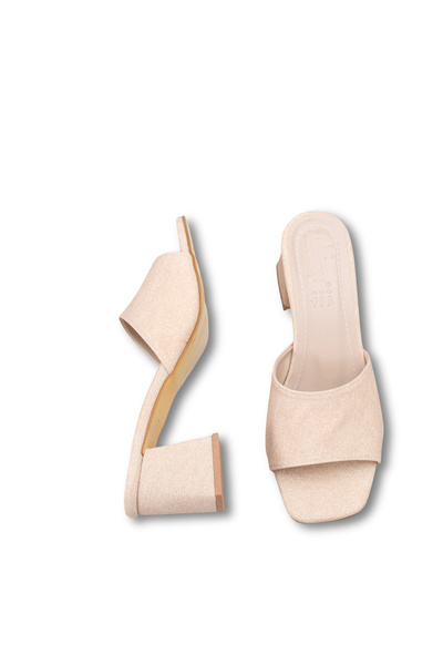 Riccon نعال ناشيرا ديفا بكعب نسائي 0012208 بيج