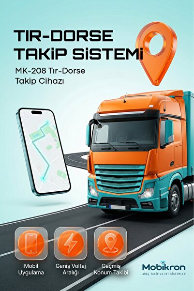 Mobikron MK-208 | Profesyonel Tır & Dorse Takip Sistemi (12 Ay Hatlı - Haritalı)