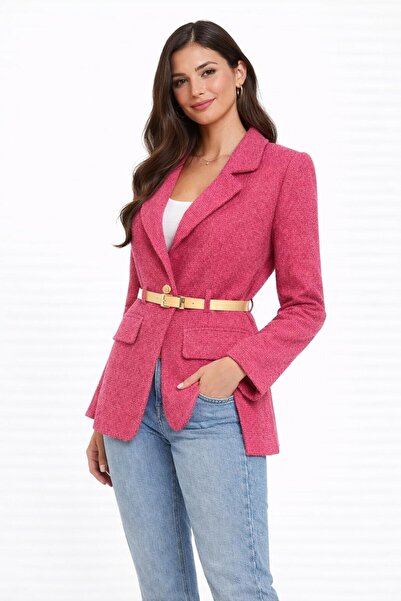 LE CARAMBOLE Γυναικείο μπουφάν με φούξια ζώνη και λεπτομέρειες