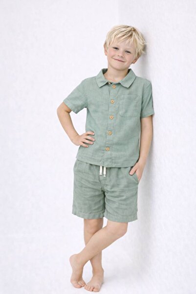 JuraKids Erkek Çocuk MÜSLİN Şort Baskılı T-Shirt Takım Günlük 2’li Set