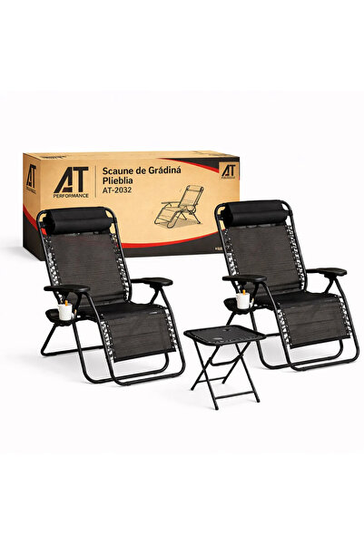 AT Performance Σετ 2 ξαπλωστρών μηδενικής βαρύτητας + Τραπέζι με ποτηροθήκη A...