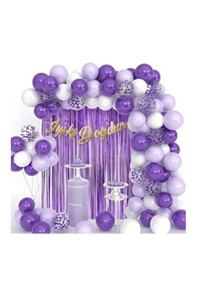 Baloniva Set de lanțuri de baloane de aniversare de lux violet liliac alb