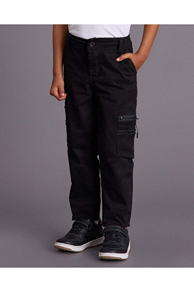 REDTAG Boys Black Cargo Trouser