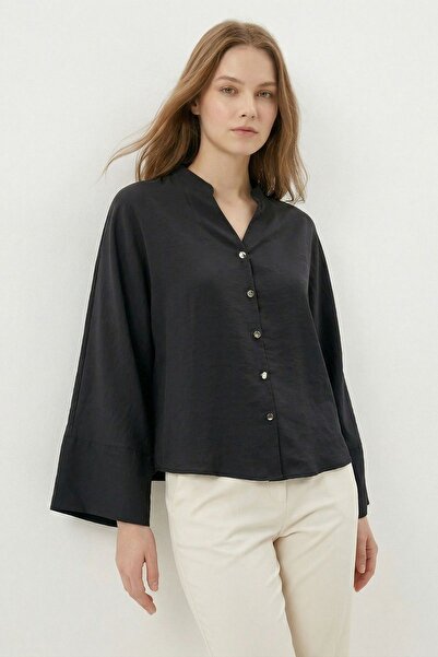 Rays Μαύρη μπλούζα με κουμπιά σε σχήμα V 8022