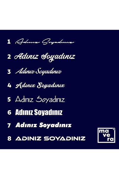 Mavera Stickers Özel İsim Sticker Etiket 20cm Beyaz