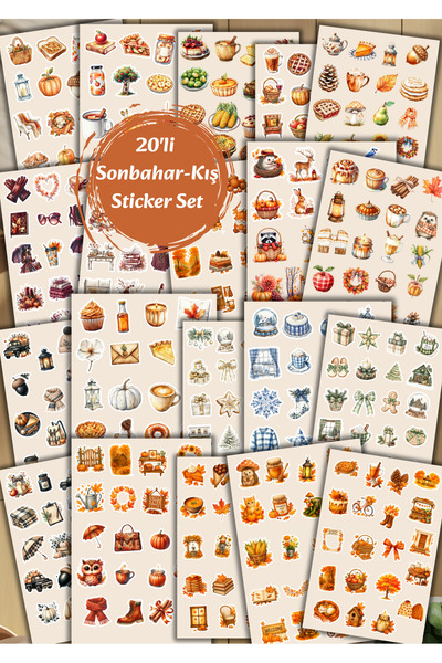 VORACRAFT Sonbahar- Kış Sticker Set 20 SAYFA 8X12 Planner Ajanda Günlük SB0001