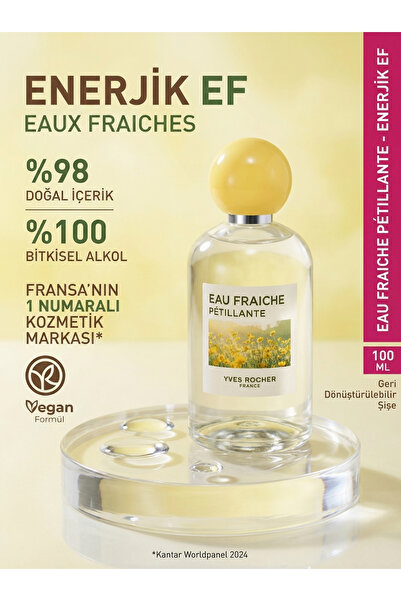 Yves Rocher Enerjik Turunçgil Parfüm Limon Baharatlı Ferah Vegan Günlük Hafif...