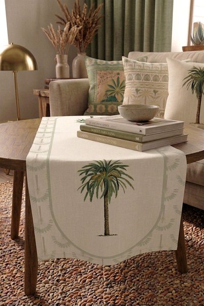 Cango Home Green Beige Bohemian Tropical Palm Patterned Digital Printed Runner 4Kmbs338-Rn