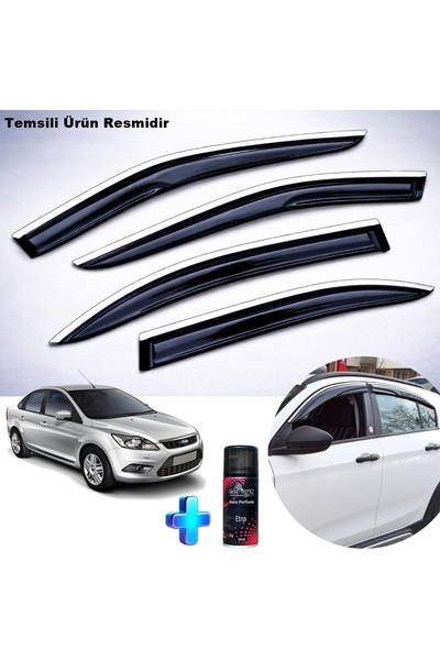 Focus 2 sedan Mügen Cam Rüzgarlığı ABS Nikelajlı Cam Rüzgarlığı 2005-2011 4 Lü + Ebrayn 150 ml Koku